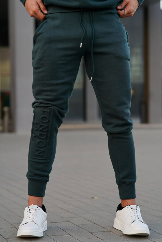 Embossed Cotton Trouser - Teal Green