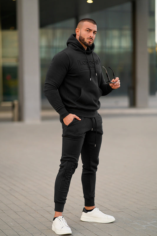 Premium Embossed Tracksuit - Black