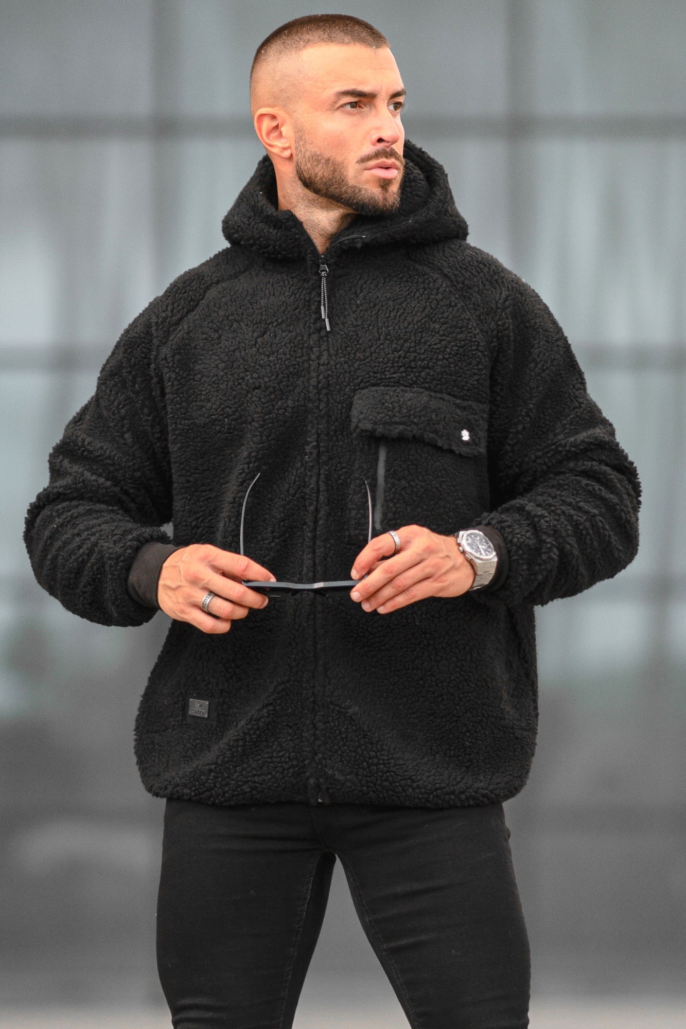 Gothic Sherpa Hoodie Black relax fit London Bridge