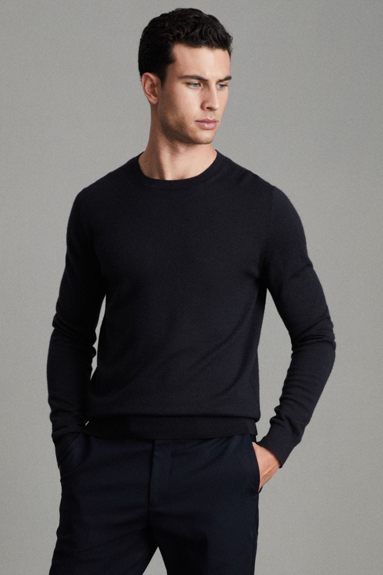 SW78 Crew Neck Ribbed SWEATER - Navy