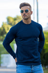 SW77 Crew Neck Ribbed SWEATER - Navy