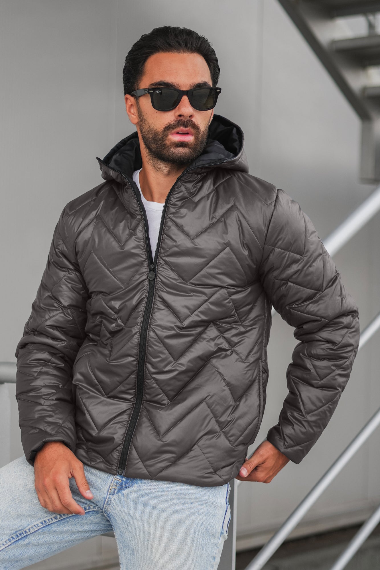 Embossed Puffer jacket - Charcoal