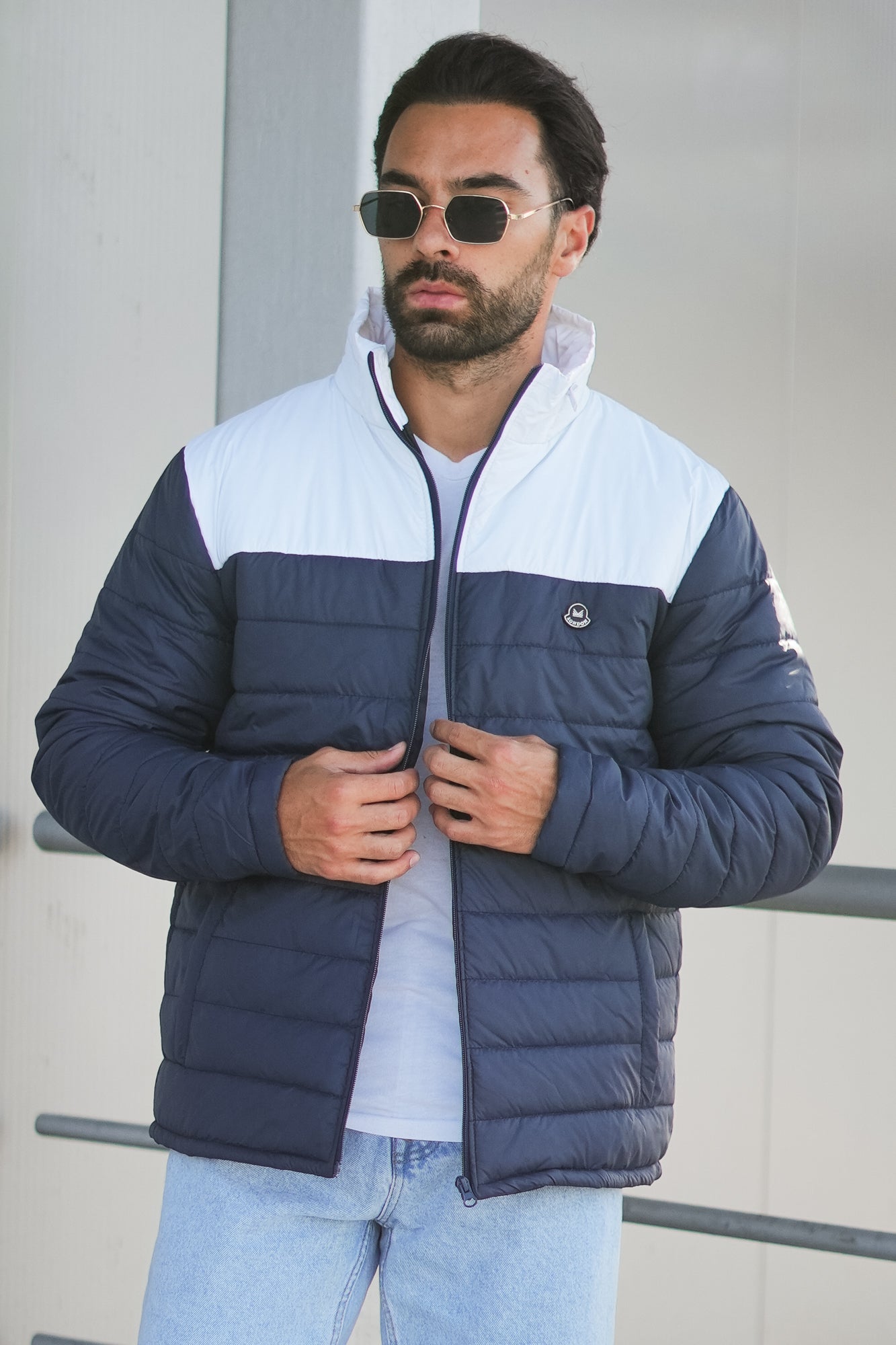 ColorBlock Puffer Jacket - Navy