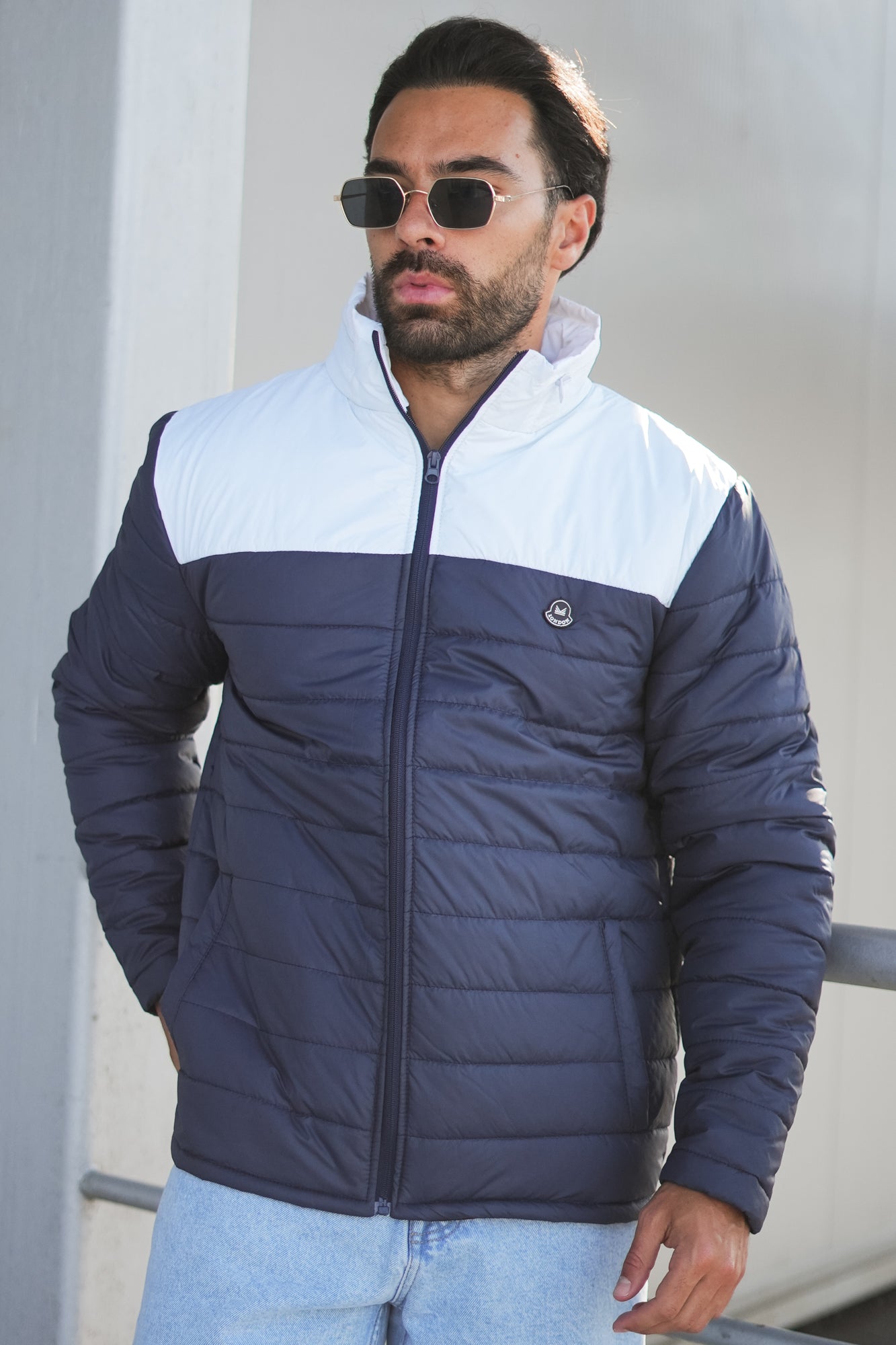 ColorBlock Puffer Jacket - Navy