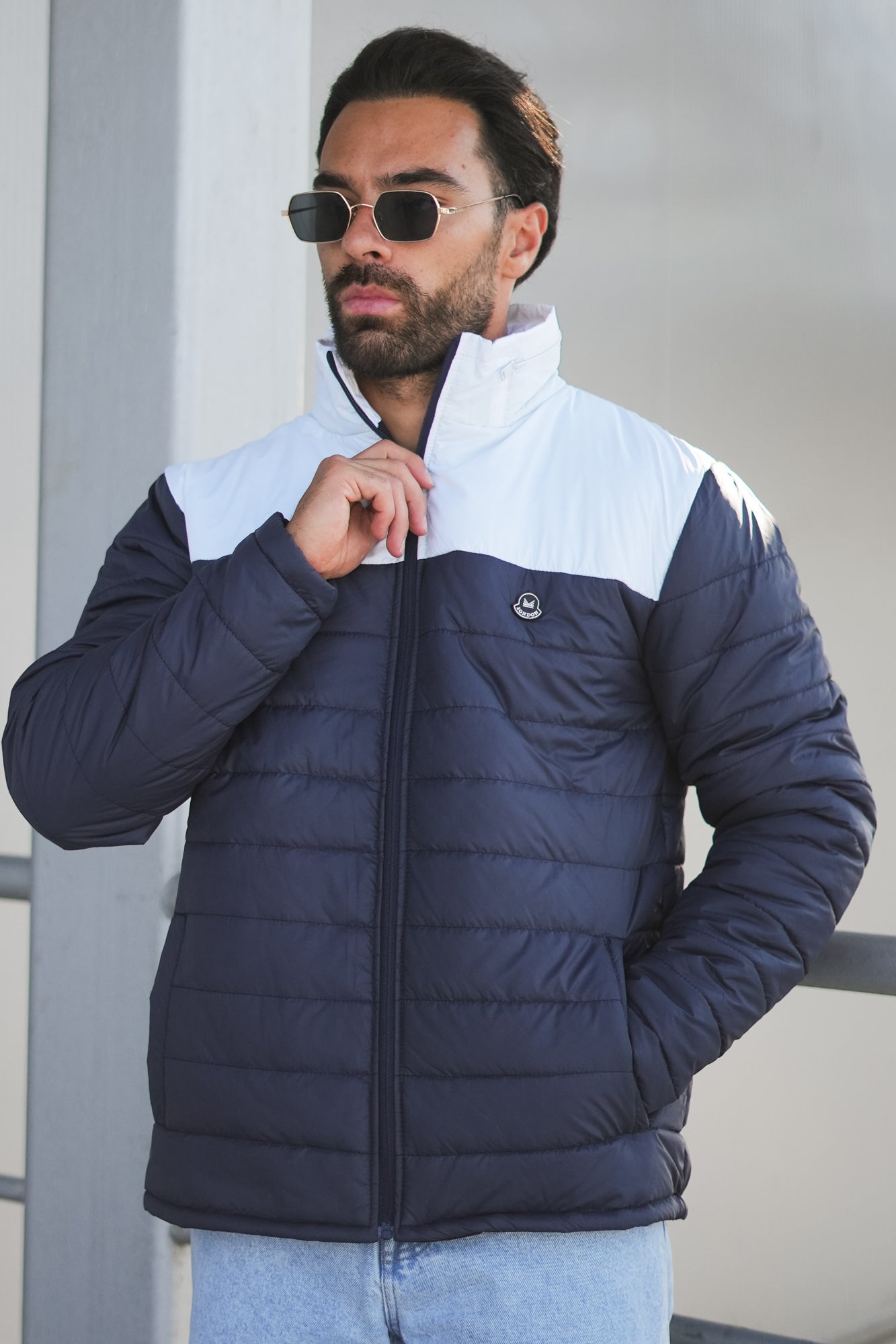 ColorBlock Puffer Jacket - Navy