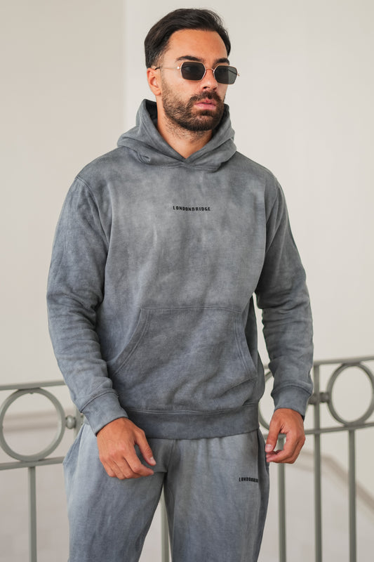 Washed Vintage Cotton Hoodie - Grey