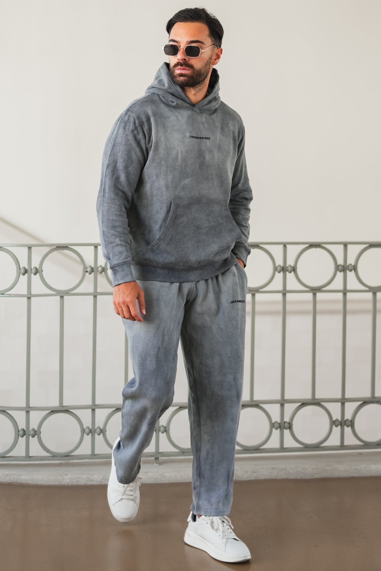 Washed Vintage Cotton Tracksuit - Grey