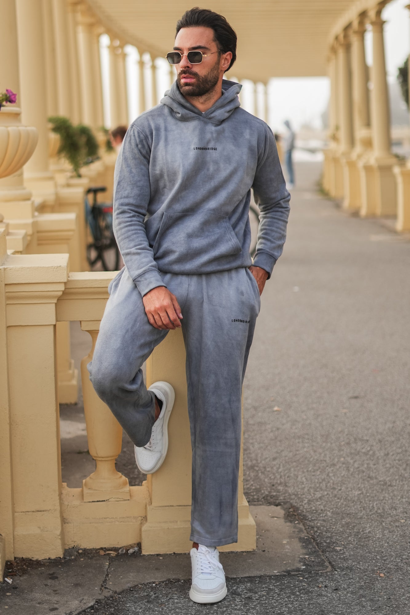 Washed Vintage Cotton Tracksuit - Grey