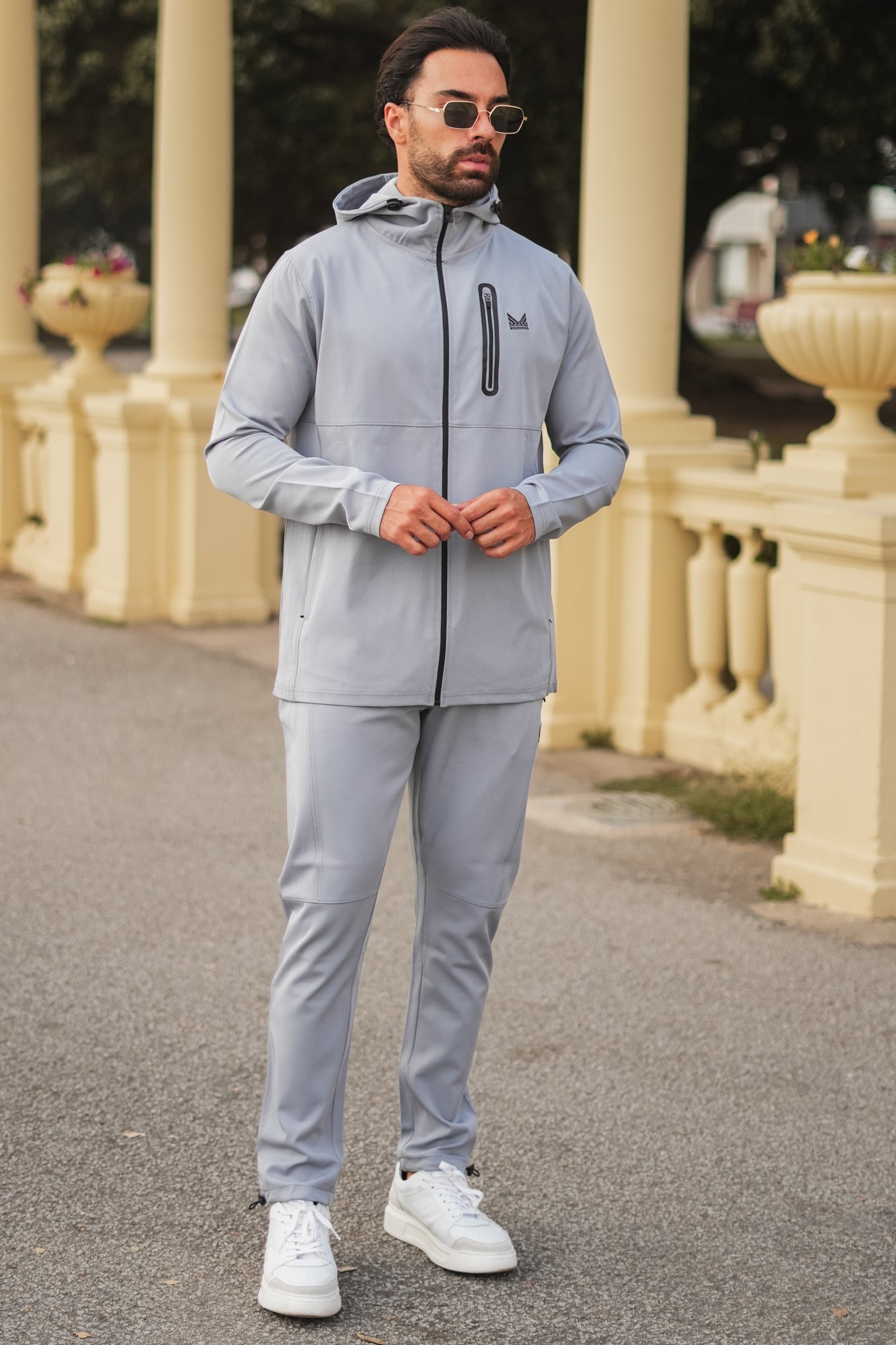 Venom Twill Woven Spandex Hoodie - Silver