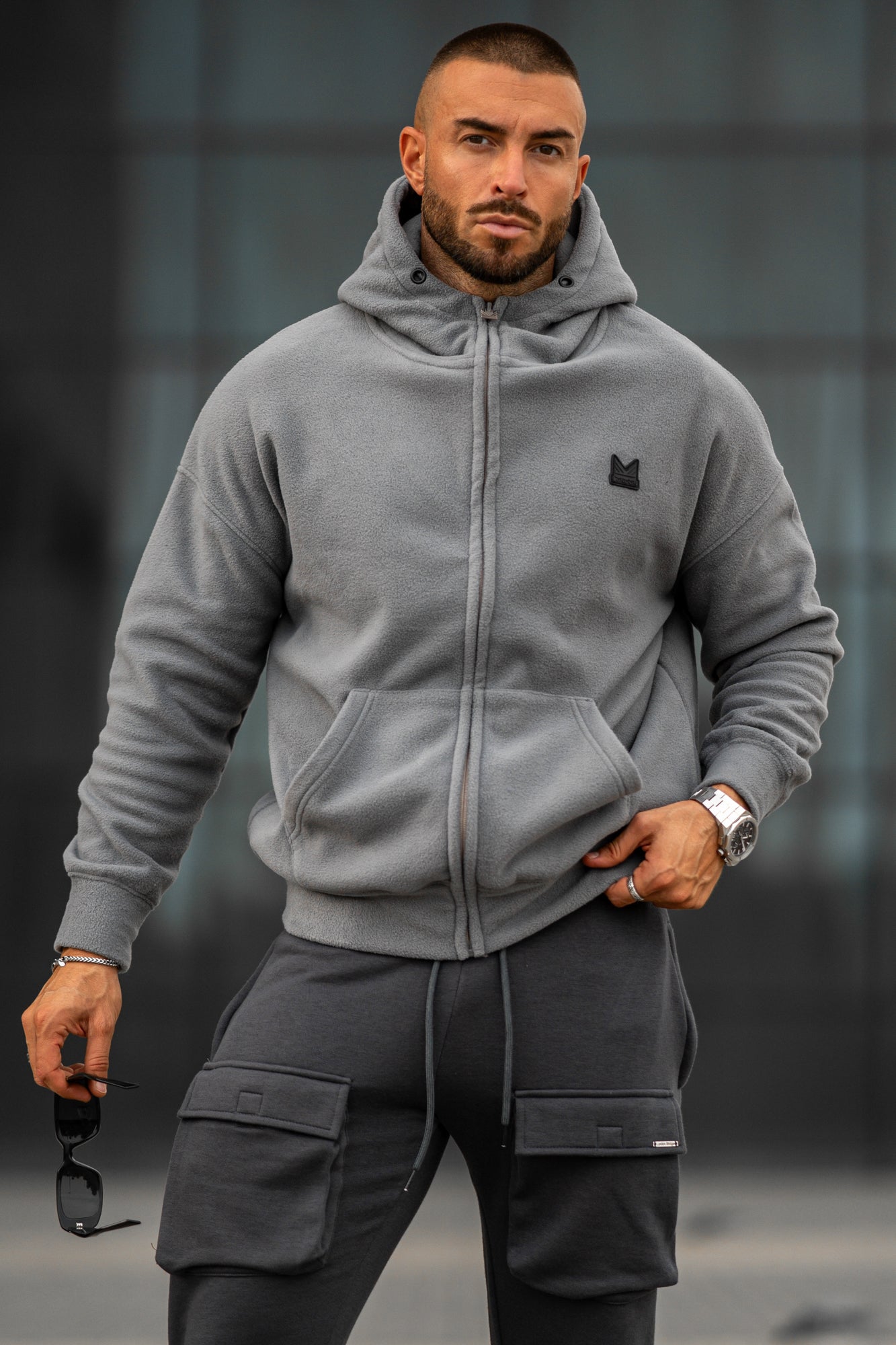 47 Lethal Dropshoulder Cotton Hoodie - Silver