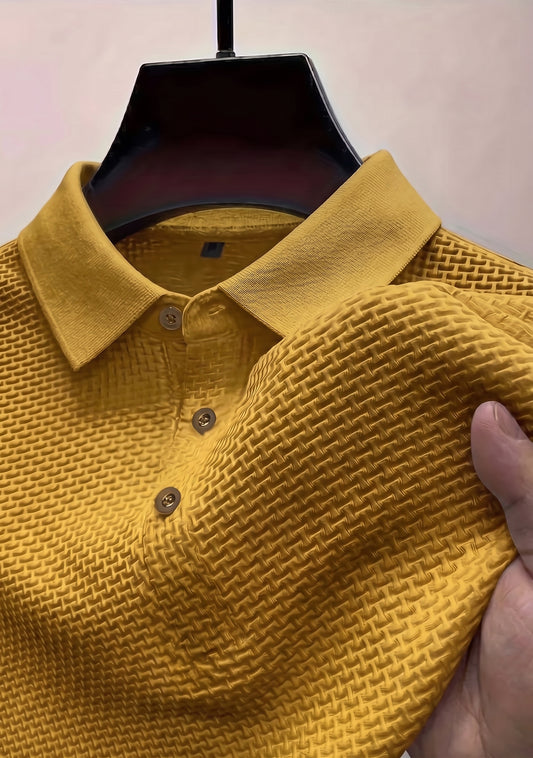 Popcorn Bubble Texture Polo - Rust Gold