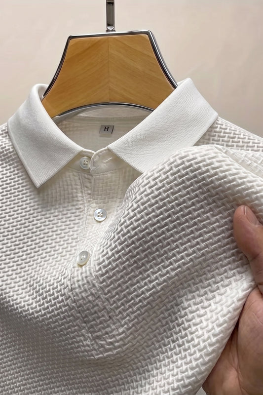 Popcorn Bubble Texture Polo - Pearl