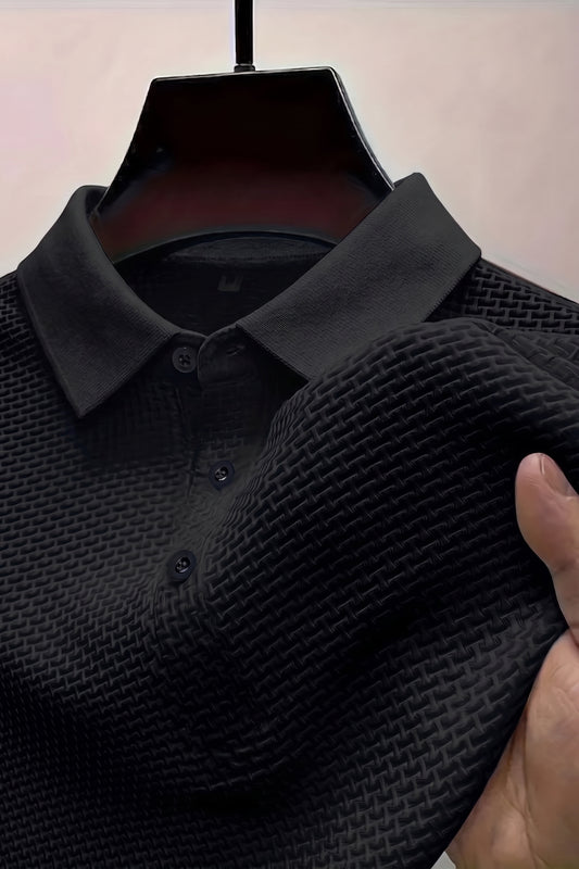 Popcorn Bubble Texture Polo - Black