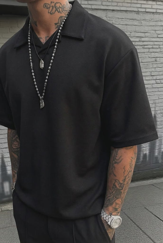 Charlie Drop Shoulder Polo - Grey