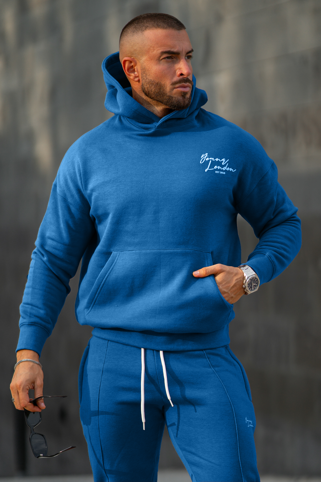 Signature Cotton Oversize Hoodie - Blue