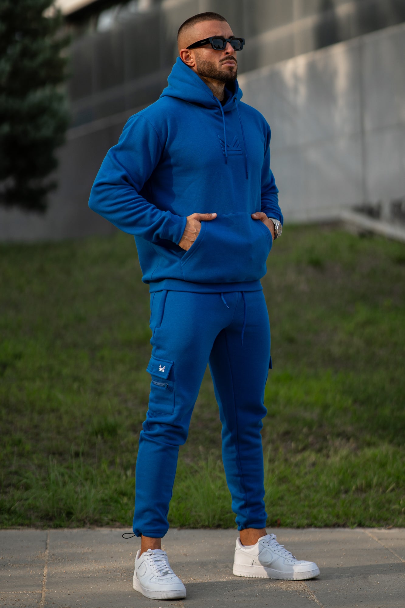 Monte Carlo Embossed Cotton Tracksuit - Dark Blue