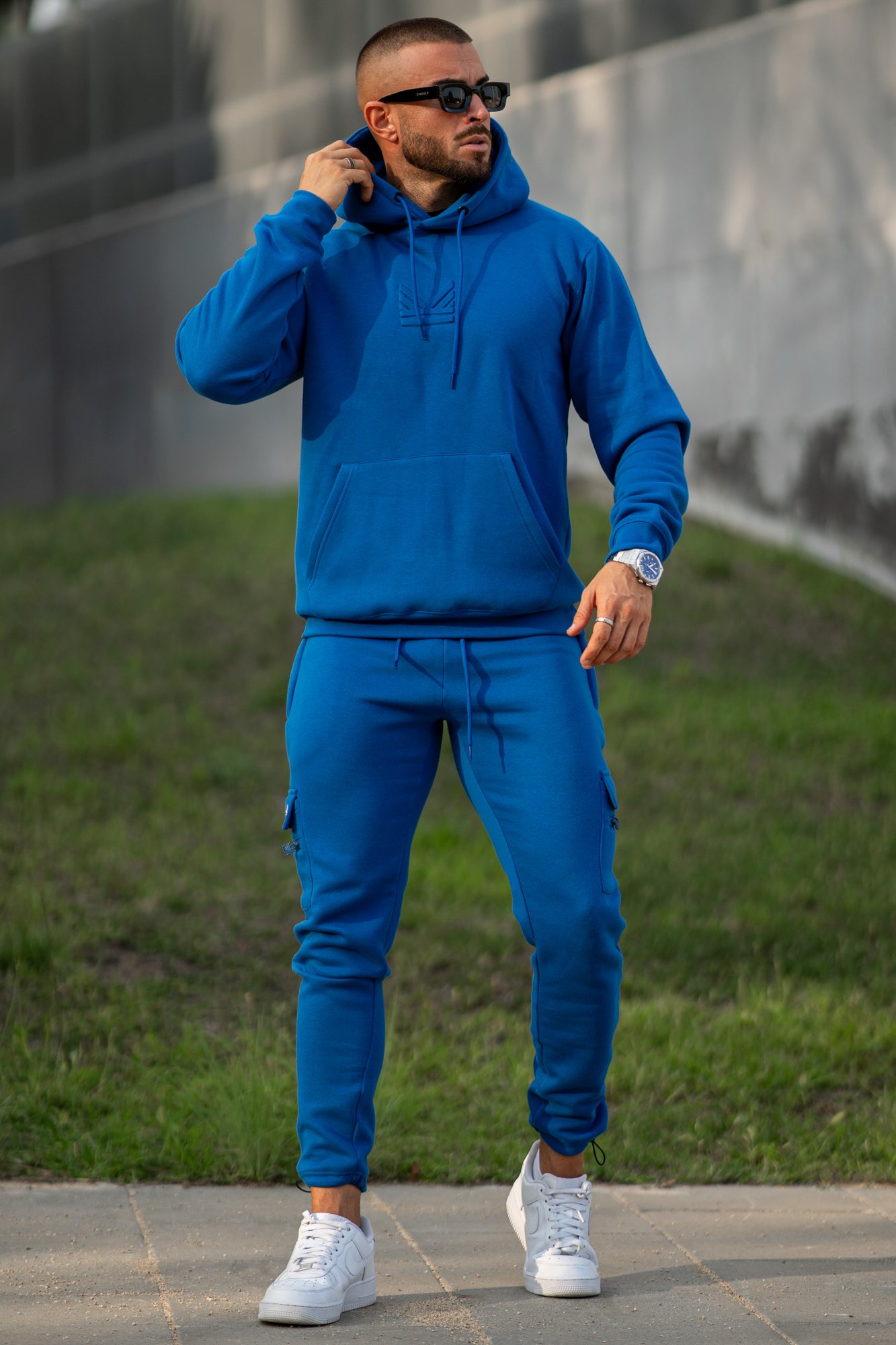 Monte Carlo Embossed Cotton Hoodie - Dark Blue