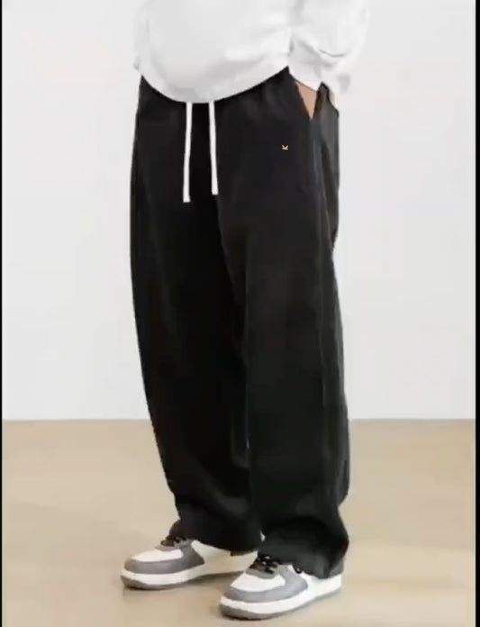 Baggy Summer Cotton Terry Sweatpants  - Black