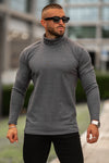 Sw73 SLIM FIT RIB-KNIT TURTLENECK SWEATER - Charcoal