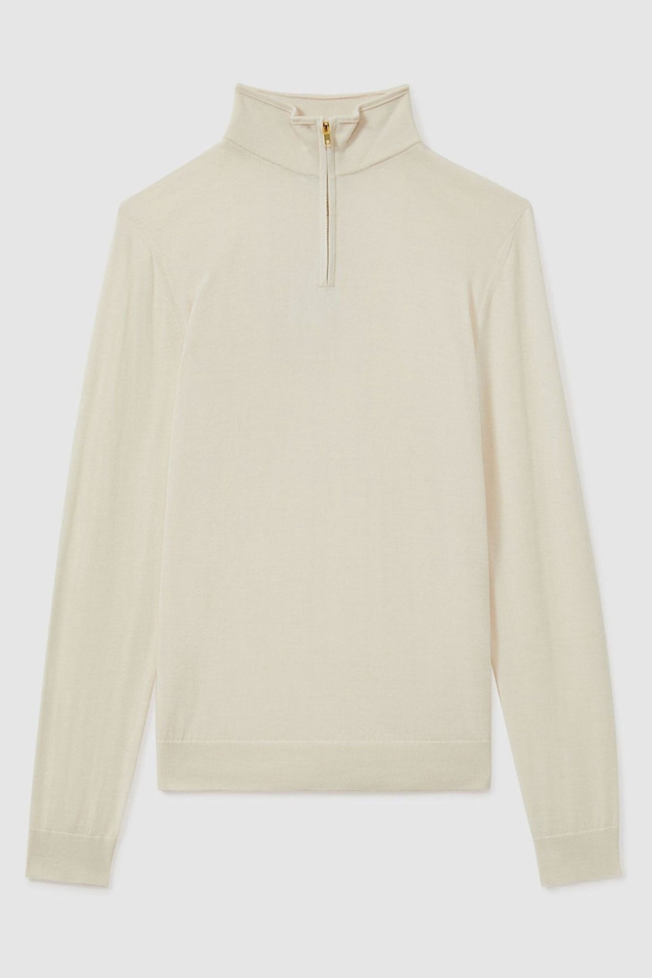 Sw81 Half-Zip Funnel Neck Ribbed Sweater - Snow