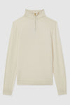 Sw81 Half-Zip Funnel Neck Ribbed Sweater - Snow