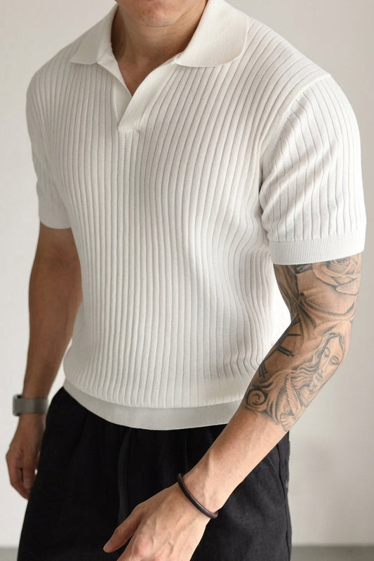 Azure Dropneedle Texture Polo - Cream