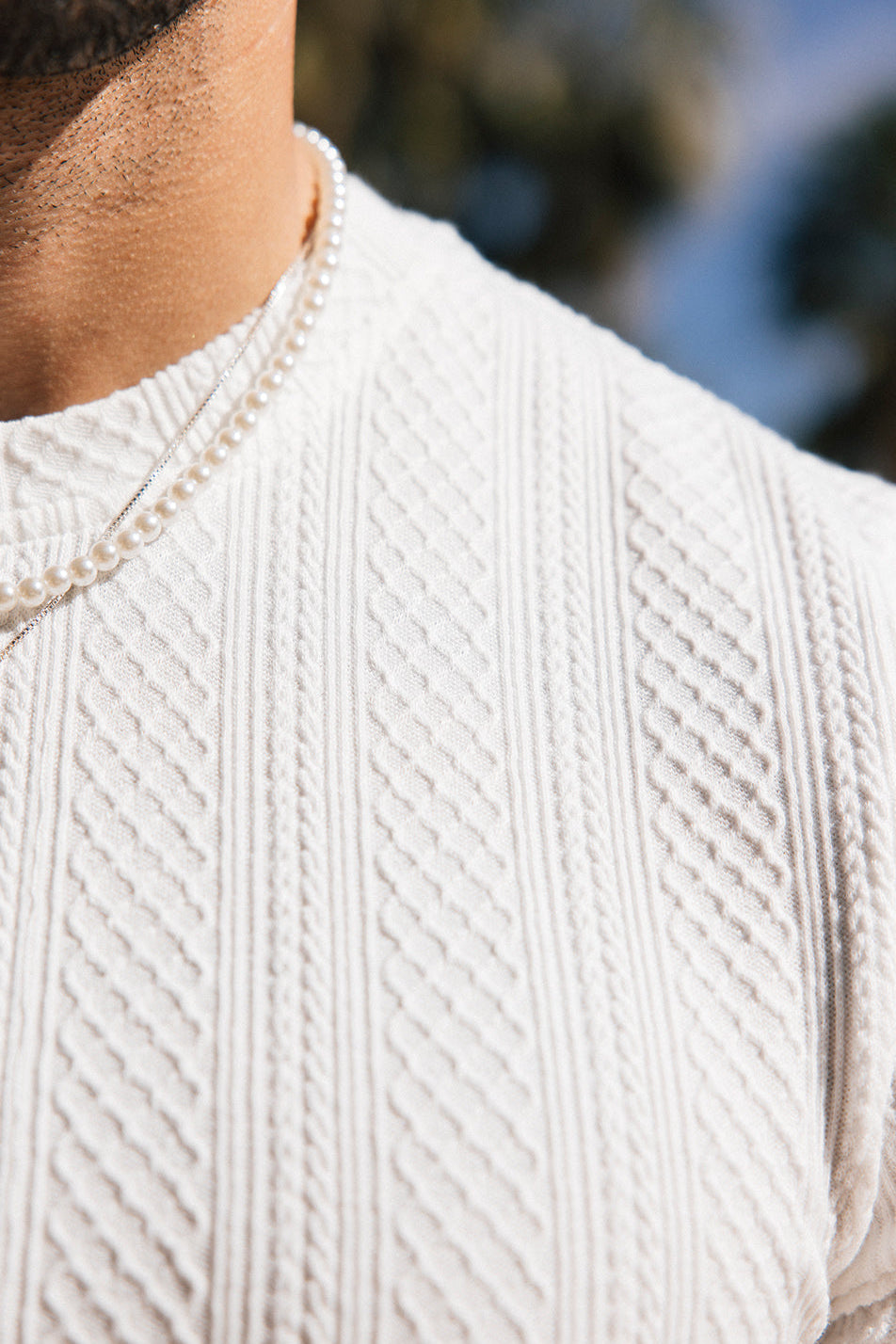 Monaco Snake Textured T-Shirts - Egg White