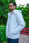 Removable Hood Nylon jacket - White