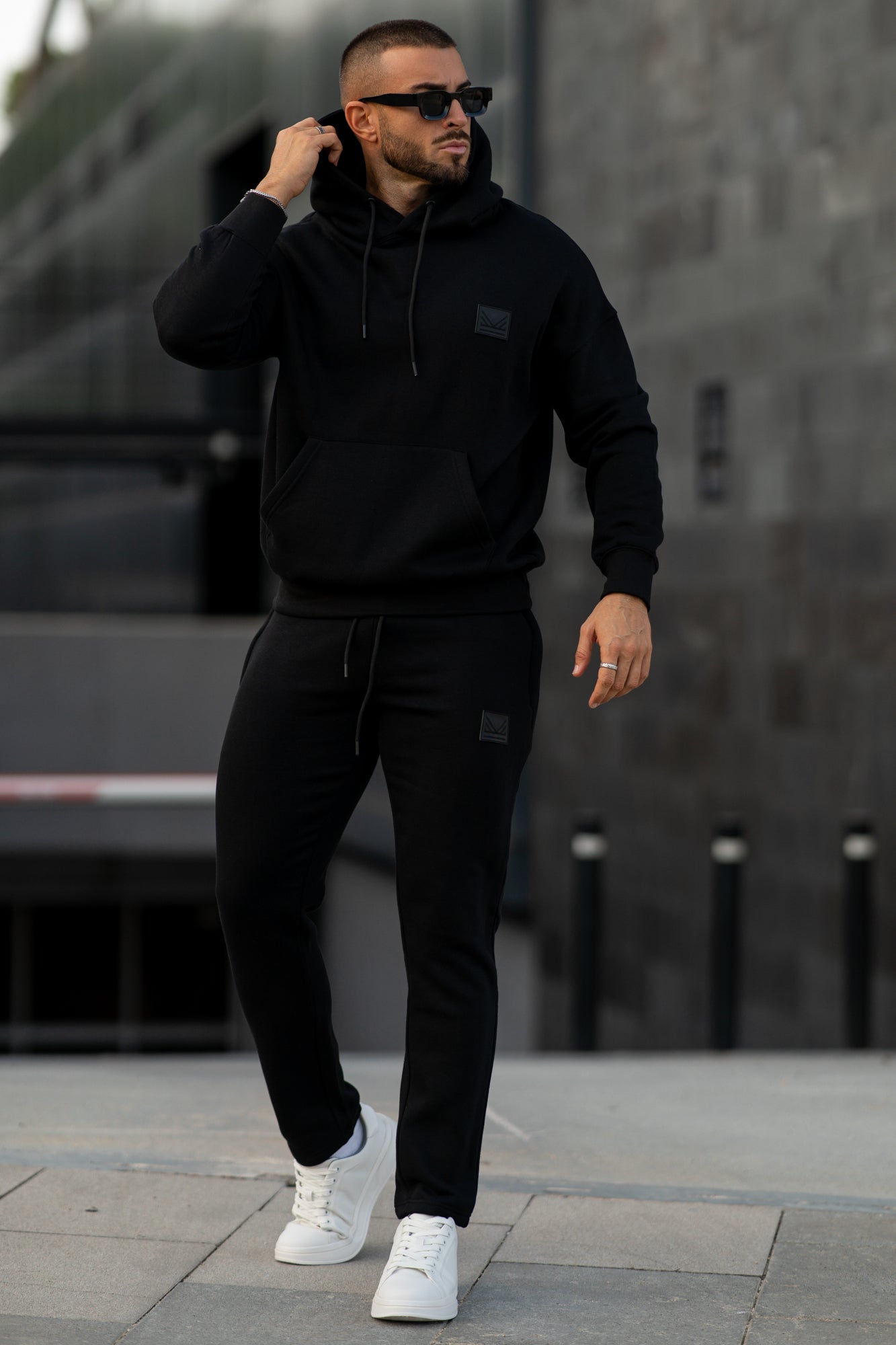 All Black Dropshoulder Cotton Tracksuit