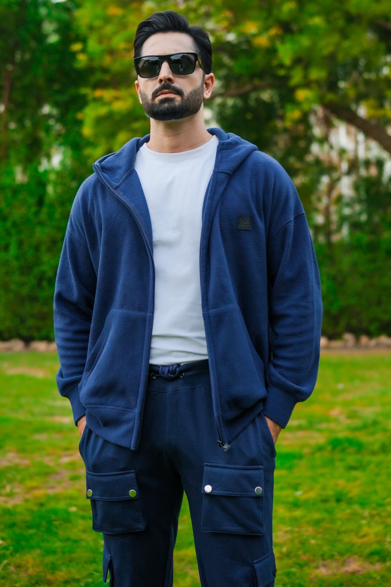 51 Dropshoulder Polar Cotton Hoodie - Navy