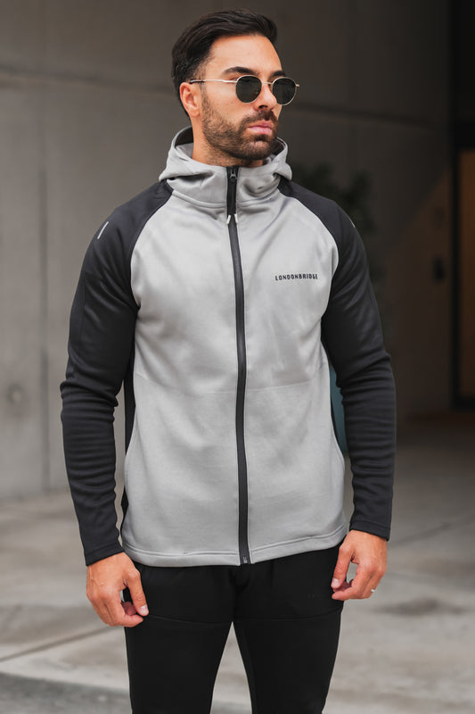 Alpha Raglan Cotton Hoodie - Silver