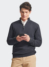 Sw09 Half-Zip Funnel Neck Ribbed Sweater - Solid Grey